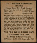 1948 Bowman #35  George Snuffy Stirnweiss  Back Thumbnail