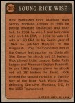 1972 Topps #345   -  Rick Wise Boyhood Photo Back Thumbnail