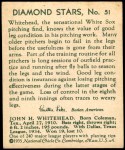 1935 Diamond Stars #51  Burgess Whitehead  Back Thumbnail