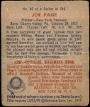 1949 Bowman #82  Joe Page  Back Thumbnail