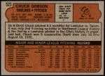 1972 Topps #523  Chuck Dobson  Back Thumbnail