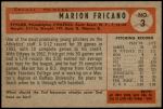1954 Bowman #3  Marion Fricano  Back Thumbnail