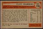 1954 Bowman #126  Cliff Chambers  Back Thumbnail