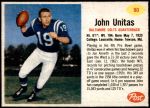 1962 Post Cereal #90  Johnny Unitas  Front Thumbnail