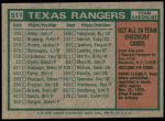 1975 Topps Mini #511   -  Billy Martin Rangers Team Checklist Back Thumbnail