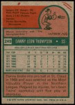 1975 Topps Mini #249  Danny Thompson  Back Thumbnail