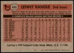 1981 Topps #692  Lenny Randle  Back Thumbnail