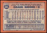 1991 Topps #565  Craig Biggio  Back Thumbnail