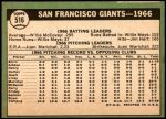 1967 Topps #516   Giants Team Back Thumbnail