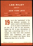 1963 Fleer #19  Lee Riley  Back Thumbnail