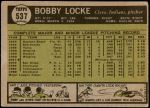 1961 Topps #537  Bobby Locke  Back Thumbnail