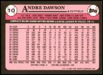 1989 Topps #10  Andre Dawson  Back Thumbnail