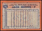 1991 Topps #75  Jack Morris  Back Thumbnail