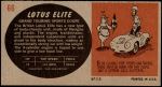 1961 Topps Sports Cars #66   Lotus Elite Back Thumbnail