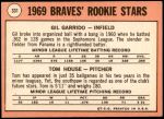 1969 Topps #331   -  Gil Garrido / Tom House Braves Rookies Back Thumbnail
