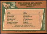 1978 O-Pee-Chee #69   -  Guy LaFleur / Bill Barber / Darryl Sittler / Bob Bourne Game Winning Goal Leaders Back Thumbnail