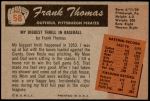1955 Bowman #58  Frank Thomas  Back Thumbnail
