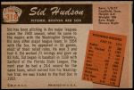 1955 Bowman #318  Sid Hudson  Back Thumbnail