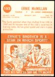 1963 Topps #152  Ernie McMillan  Back Thumbnail