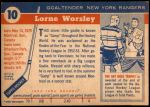 1954 Topps #10  Gump Worsley  Back Thumbnail