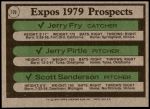 1979 Topps #720   -  Jerry Fry / Jerry Pirtle / Scott Sanderson Expos Prospects Back Thumbnail