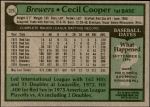 1979 Topps #325  Cecil Cooper  Back Thumbnail