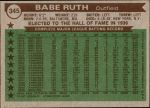 1976 Topps #345   -  Babe Ruth All-Time All-Stars Back Thumbnail
