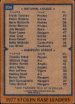 1978 Topps #204   -  Frank Taveras / Freddie Patek SB Leaders Back Thumbnail