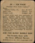 1948 Bowman #29  Joe Page  Back Thumbnail