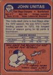 1973 Topps #455  Johnny Unitas  Back Thumbnail
