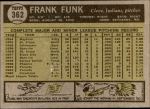 1961 Topps #362  Frank Funk  Back Thumbnail