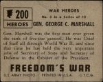 1950 Topps Freedoms War #200   General George C. Marshall Back Thumbnail