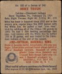 1949 Bowman #166  Mike Tresh  Back Thumbnail