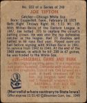 1949 Bowman #103  Joe Tipton  Back Thumbnail