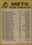 1974 Topps Red Team Checklist   Mets Team Checklist Back Thumbnail
