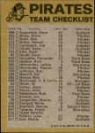 1974 Topps Red Team Checklist   Pirates Team Checklist Back Thumbnail