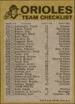 1974 Topps Red Team Checklist   Orioles Team Checklist Back Thumbnail
