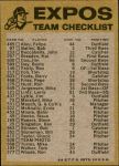 1974 Topps Red Team Checklist   Expos Team Checklist Back Thumbnail