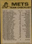 1974 Topps Red Team Checklist   Mets Team Checklist Back Thumbnail