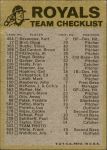 1974 Topps Red Team Checklist   Royals Team Checklist Back Thumbnail