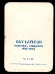 1977 Topps O-Pee-Chee Glossy #7 RND Guy Lafleur  Back Thumbnail