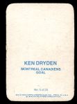 1976 Topps Glossy #5  Ken Dryden  Back Thumbnail