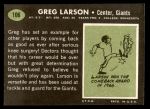 1969 Topps #106  Greg Larson  Back Thumbnail