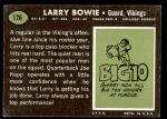1969 Topps #126  Larry Bowie  Back Thumbnail