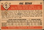 1953 Bowman B&W #43 ERR Hal Bevan  Back Thumbnail