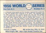 1970 Fleer World Series #53   1956 Yankees vs. Dodgers Back Thumbnail