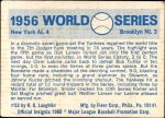 1970 Fleer World Series #53   1956 Yankees vs. Dodgers Back Thumbnail