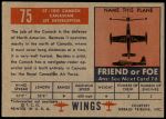 1952 Topps Wings #75   CF-100 Canuck Back Thumbnail