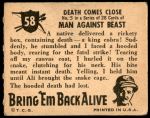1950 Topps Bring Em Back Alive #58   Death Comes Close Back Thumbnail