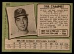 1971 Topps #568  Sal Campisi  Back Thumbnail